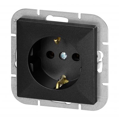 Gniazdo pojedyncze podtynkowe 2P+Z Schuko Pearl, 16A, 250V, PT-17P, czarny (OR-OE-7705(GS)/B)