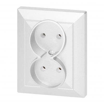 Gniazdo podwójne podtynkowe 2x2P Pearl, 16A, 250V, PT-5 P, biały (OR-OE-7706/2P/W)
