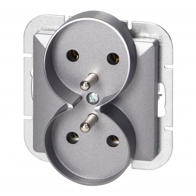 Gniazdo podwójne podtynkowe 2x2P+Z Pearl, 16A, 250V, PT-6 PR, antracyt (OR-OE-7706/A)