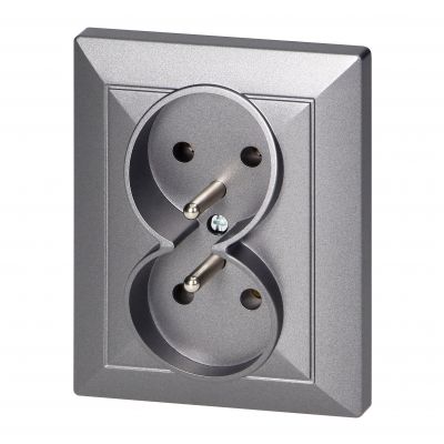 Gniazdo podwójne podtynkowe 2x2P+Z Pearl, 16A, 250V, PT-6 P, antracyt (OR-OE-7706/K/A)