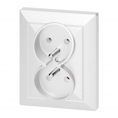 Gniazdo podwójne podtynkowe 2x2P+Z Pearl, 16A, 250V, PT-6 P, biały (OR-OE-7706/K/W)