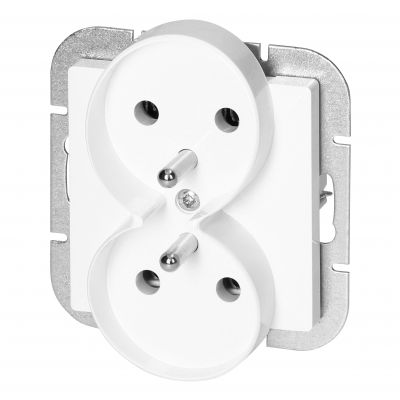 Gniazdo podwójne podtynkowe 2x2P+Z Pearl, 16A, 250V, PT-6 PR, biały (OR-OE-7706/W)