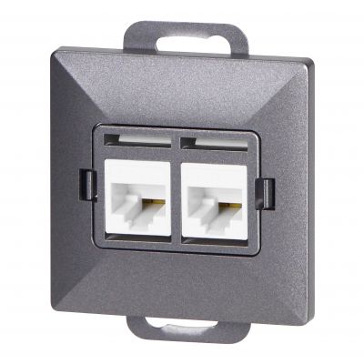 Gniazdo 2xRJ45 Cat5 Pearl, RJ45-5CAT/P2, antracyt (OR-OE-7715/2/A)