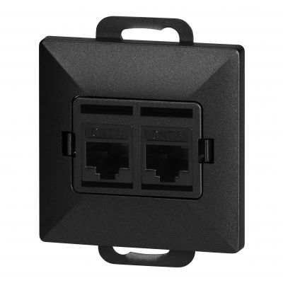 Gniazdo 2xRJ45 Cat5 Pearl, RJ45-5CAT/P2, czarny (OR-OE-7715/2/B)