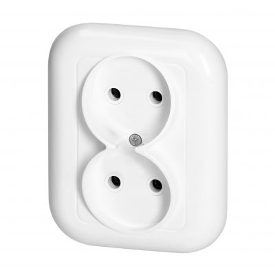 Gniazdo podwójne podtynkowe 2x2p 16A, 250V, FAN, biały (PT-5F BIAŁY)