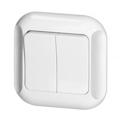 Łącznik podwójny podtynkowy 10A, 250V, świecznikowy, TOPAZ, biały (WP-2 TB BIAŁY)