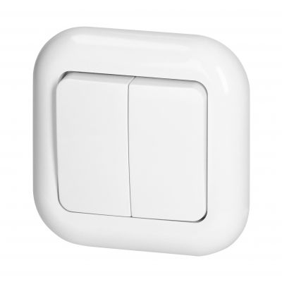 Łącznik podwójny podtynkowy 10A, 250V, świecznikowy, FAN, biały (WP-2F BIAŁY)