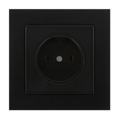 Gniazdo pojedyncze podtynkowe 2P Malta, 16A, 250V, PT-15M, czarny mat (FMS-105/2P/B)