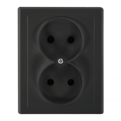 Gniazdo podwójne podtynkowe 2x2P Malta, 16A, 250V, PT-5M, czarny mat (FMS-106/2P/B)