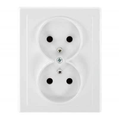 Gniazdo podwójne podtynkowe 2x2P+Z Malta, 16A, 250V, PT-6M, biały (FMS-106/W)
