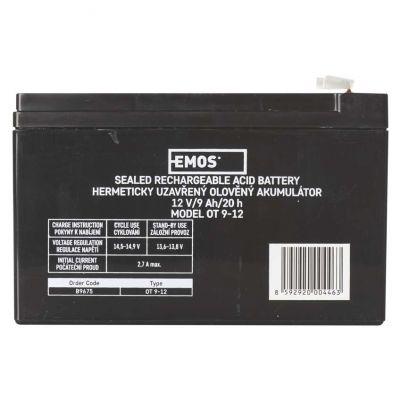 Akumulator AGM 12V 9Ah faston 6,3 B9675 EMOS (B9675)