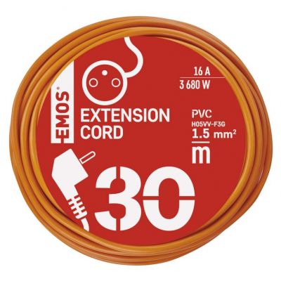 Przedłużacz 1 gniazdo 30m, 3× 1,5mm, pomarańczowy P01130 EMOS (P01130)