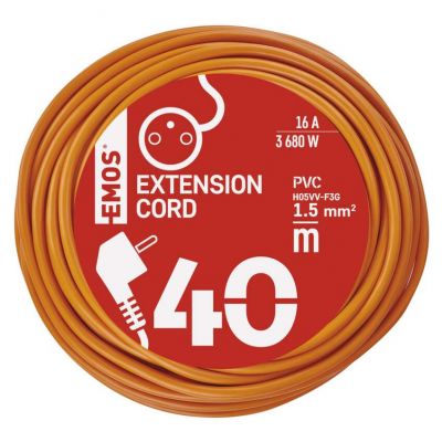 Przedłużacz 1 gniazdo, 40m, 3× 1,5mm, pomarańczowy P01140 EMOS (P01140)