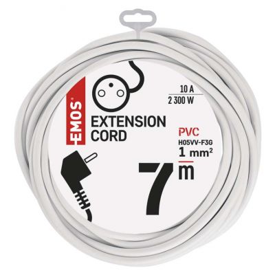 Przedłużacz 1 gniazdo 7m biały P0117 EMOS (P0117)