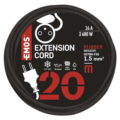 Przedłużacz 1 gniazdo 20m 3× 1,5mm guma P01720 EMOS (P01720)