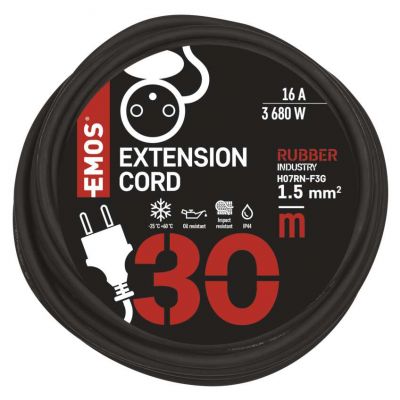 Przedłużacz 1 gniazdo 30m 3× 1,5mm guma P01730 EMOS (P01730)