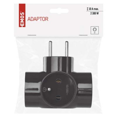 Rozgałęźnik potrójny z uziemieniem złodziejka czarny P0030 EMOS (P0030)