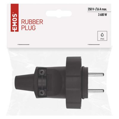 Wtyczka prosta IP65 guma czarna P0037 EMOS (P0037)