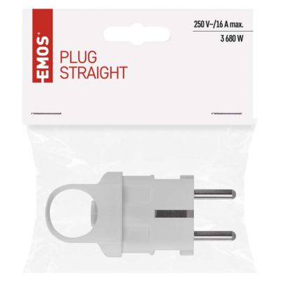 Wtyczka prosta z uchwytem biała P0038 EMOS (P0038)