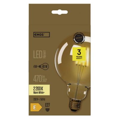 Żarówka LED 4W E27 G125 380lm 2200K GLOBE VINTAGE Z74303 EMOS (Z74303)