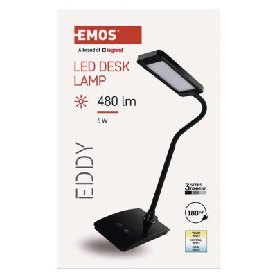 Lampa biurkowa LED EDDY czarna, WW/NW/CW Z7599B EMOS (Z7599B)