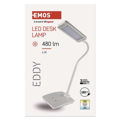 Lampa biurkowa LED EDDY biała, WW/NW/CW Z7599W EMOS (Z7599W)
