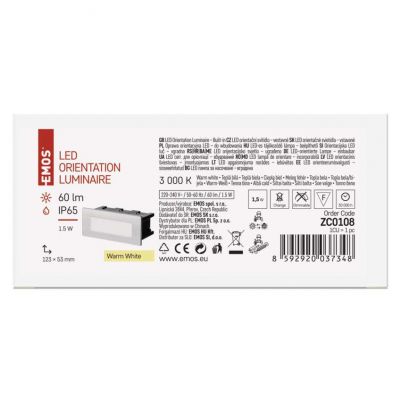 Orientacyjna oprawa LED, do wbudowania,prostokąt 1,5W WWIP65 ZC0108 EMOS (ZC0108)