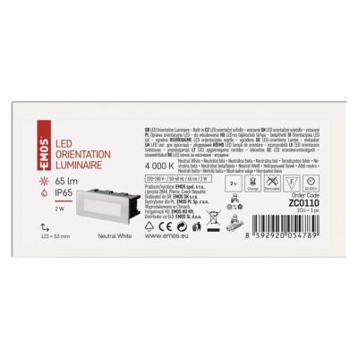 Orientacyjna oprawa LED,do wbudowania,prostokąt 1,5W NW IP65 ZC0110 EMOS (ZC0110)