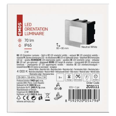 Orientacyjna oprawa LED, do wbudowania, kwadrat 1,5W NW IP65 ZC0111 EMOS (ZC0111)
