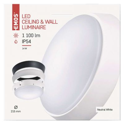 Oprawa LED okrągła 14W IP54 neutralna biel; biała/czarna ZM3230 EMOS (ZM3230)