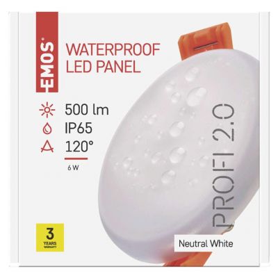 Panel LED wpuszczany okrągły 6W IP65 neutralna biel ZV1112 EMOS (ZV1112)