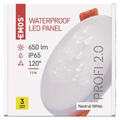 Panel LED wpuszczany okrągły 7,5W IP65 neutralna biel ZV1122 EMOS (ZV1122)