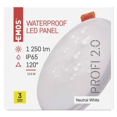 Panel LED wpuszczany okrągły 13,5W IP65 neutralna biel ZV1142 EMOS (ZV1142)