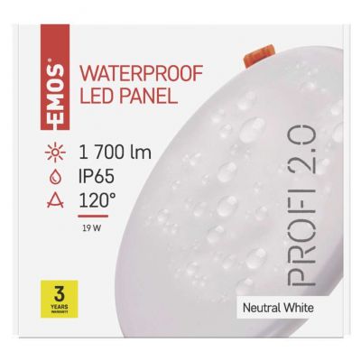 Panel LED wpuszczany okrągły 19W IP65 neutralna biel ZV1152 EMOS (ZV1152)