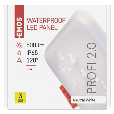 Panel LED wpuszczany kwadratowy 6W IP65 neutralna biel ZV2112 EMOS (ZV2112)