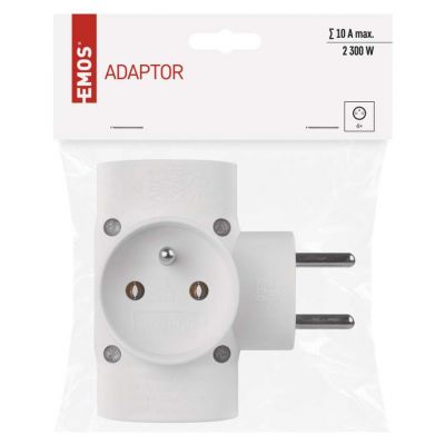 Rozgałęźnik poczwórny z uziemieniem 4x biały P0040 EMOS (P0040)