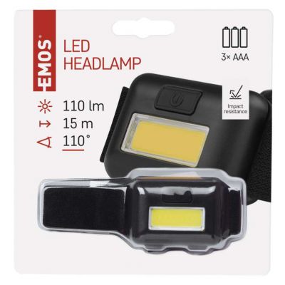 Latarka czołowa LED COB 1W, 110 lm, 15m 3× AAA P3537 EMOS (P3537)