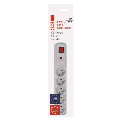 Listwa przeciwprzepięciowa (Acar) F5 5 gniazd 5m szara EMOS (P53876)
