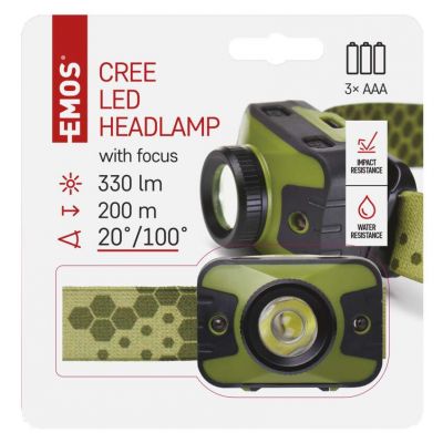 Latarka czołowa LED CREE 330 lm 200m 3× AAA z zoomem P3539 EMOS (P3539)