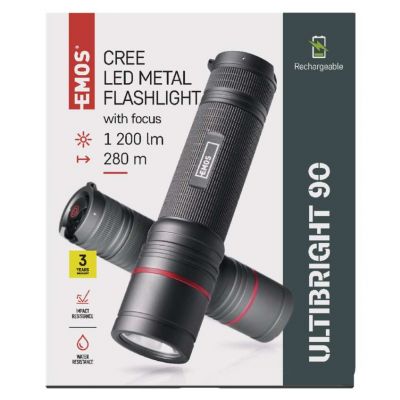 Latarka metalowa CREE LED Ultibright 90 1200lm Li-Ion 5Ah P3190 EMOS (P3190)