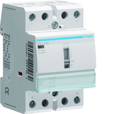 Stycznik modułowy z możliwością sterowania ręcznego 230V AC 2Z 40A AC-7A B ERC240 HAGER (ERC240)