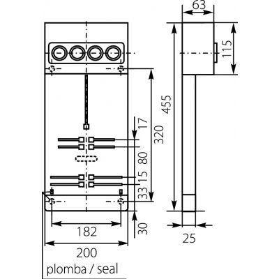 Tablica licznikowa TL-1F/3F-4X25A 10.8 OPATÓWEK (10.8)