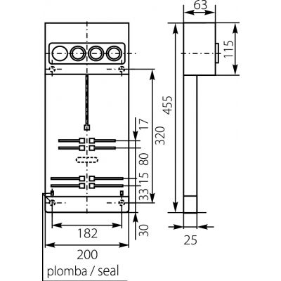 Tablica licznikowa TL-1F/3F-3X25A 10.9 OPATÓWEK (10.9)