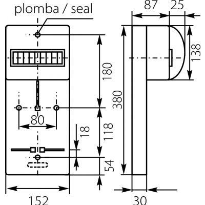 Tablica licznikowa TLR-1F (N+PE) z szybką 10.2A OPATÓWEK (10.2A)