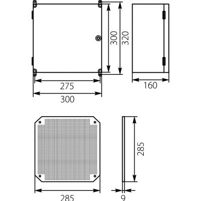 Obudowa hermetyczna z tworzywa 300x300x160mm z płytą montażową IP65 UNIbox Uni-0 43.0 OPATÓWEK (43.0)