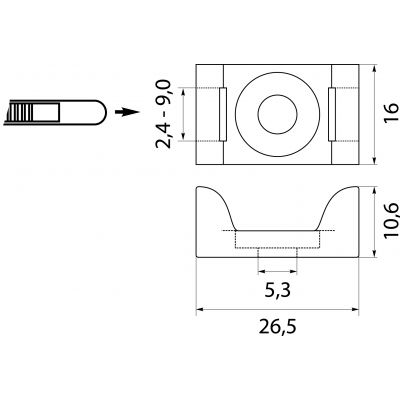 PMP-10-5-UV-100 podstawka montażowa do opasek (100szt) 25.205 OPATÓWEK (25.205)