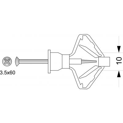 Kołek rozporowy DO KARTON-GIPS KGW O10 (3,5x60) /opk. 200 szt./ 22.061 OPATÓWEK (22.061)