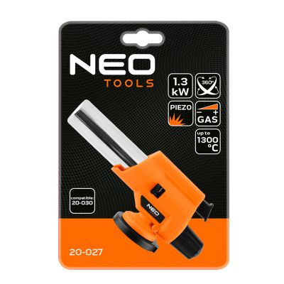 Palnik gazowy nakręcany z zapłonem piezo regulacja płomienia 1300°C NEO (20-027)
