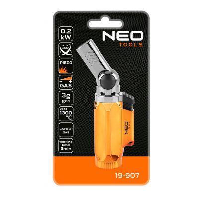 Mikropalnik gazowy z zapłonem piezo 360st. regulacja płomienia pojemność 3g NEO TOOLS (19-907)