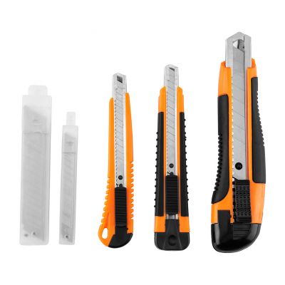 3x Nóż z ostrzem łamanym tapeciak 26 ostrzy zestaw 9 mm + 18 mm NEO TOOLS (63-714)